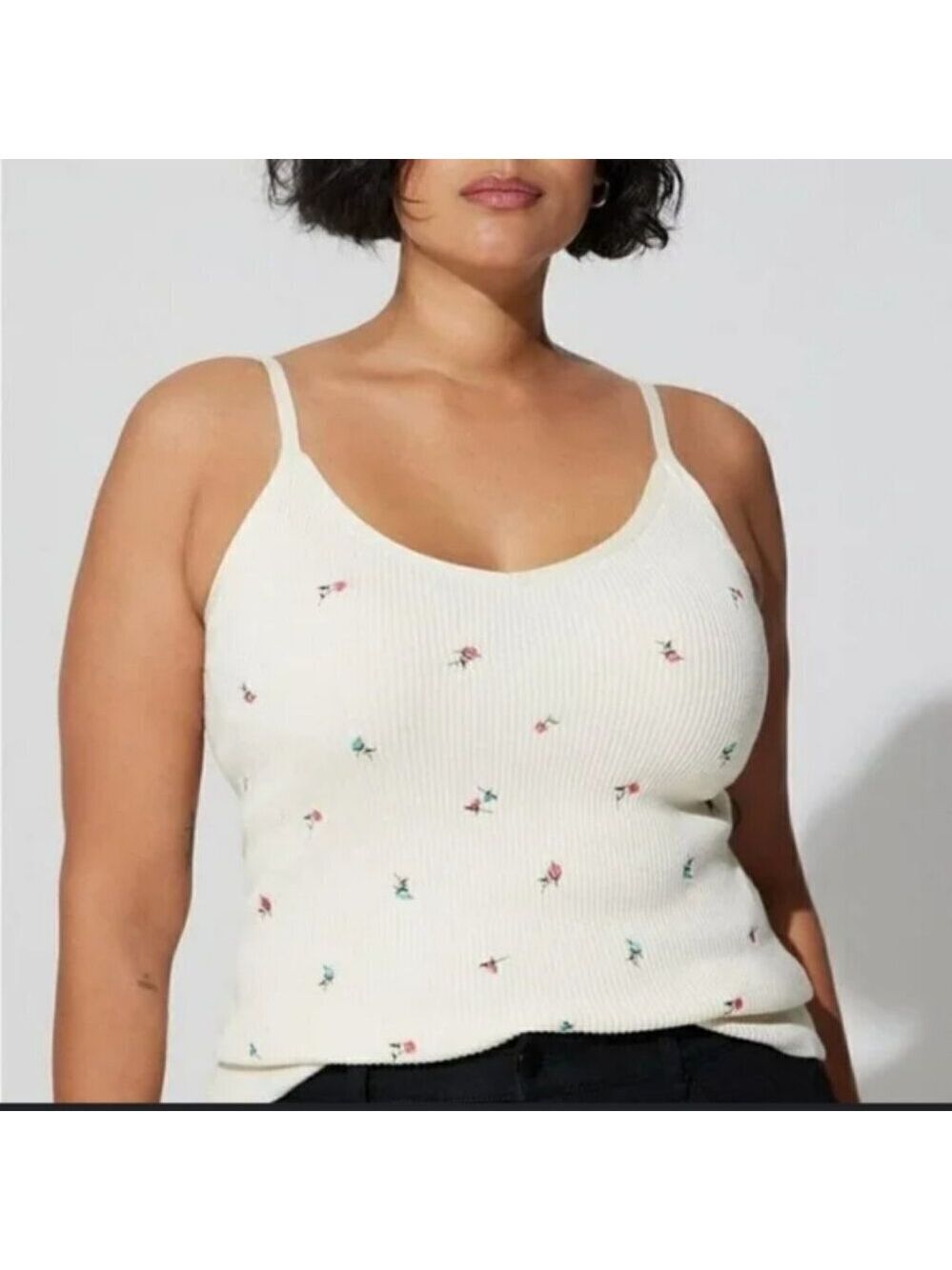 Torrid fitted embroidered ribbed camisole